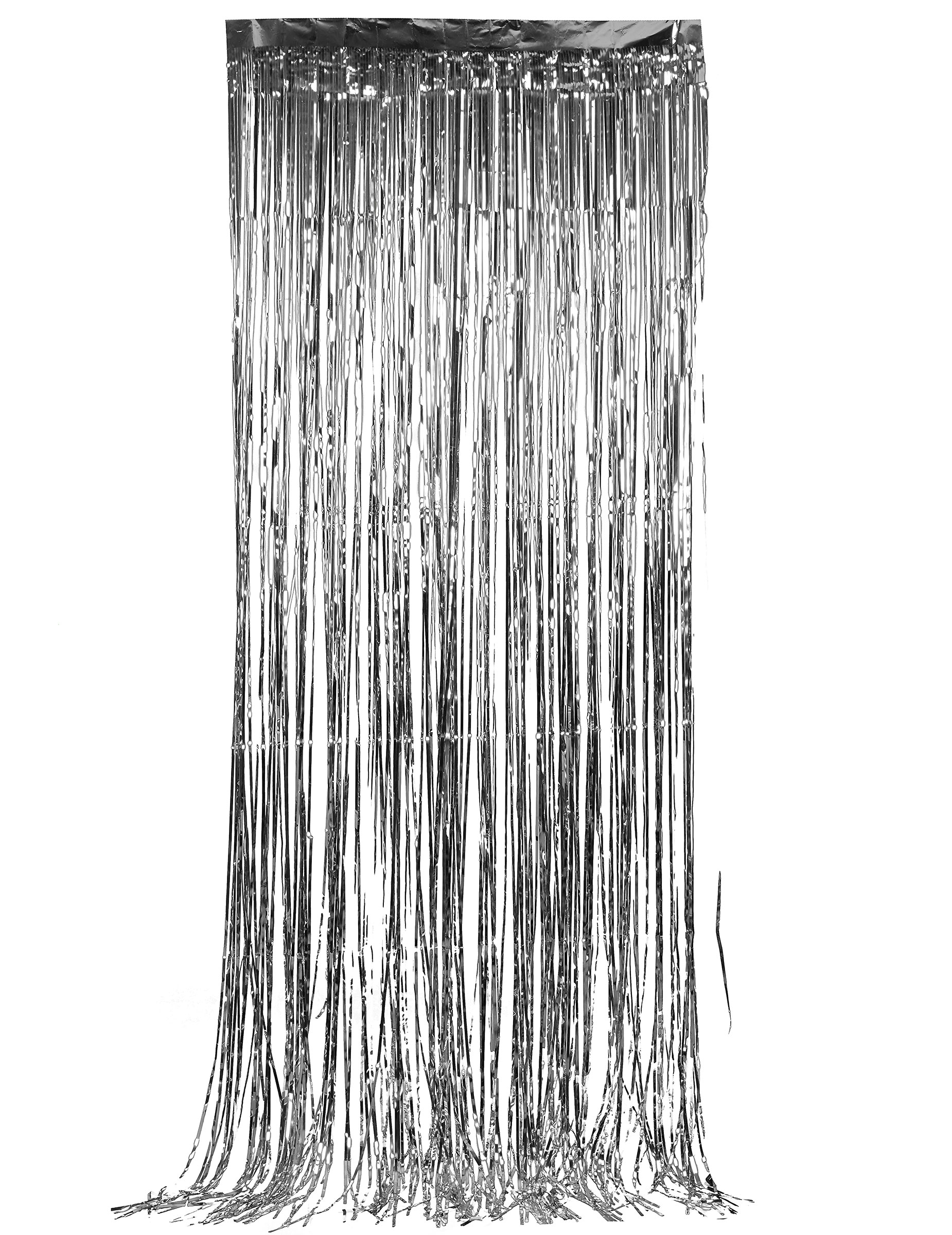 Festa di Natale Compleanno Frangia di Sfondo 1 x 2 m Tenda Scintillante Decorazione da Parete d'argento Festa di Halloween 4 Pezzi di Tende Tinsel per Matrimonio 
