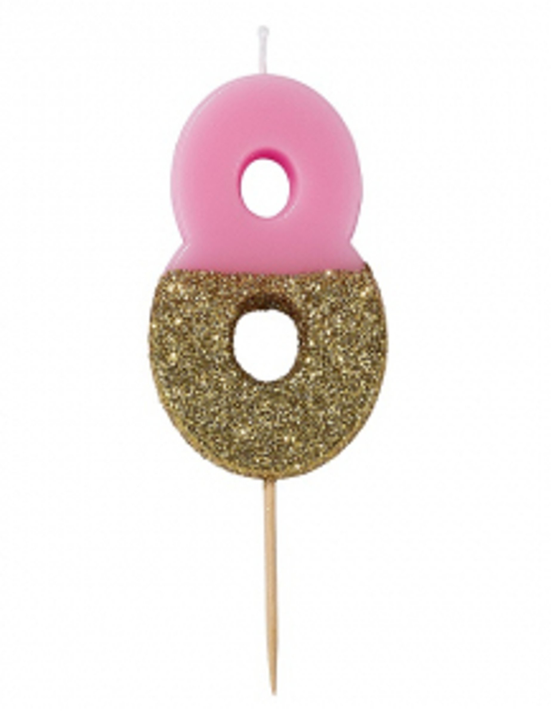 PartyDeco Candela A Forma Di Numero 8 Per Torta – Rosa, 7 Cm, Cera