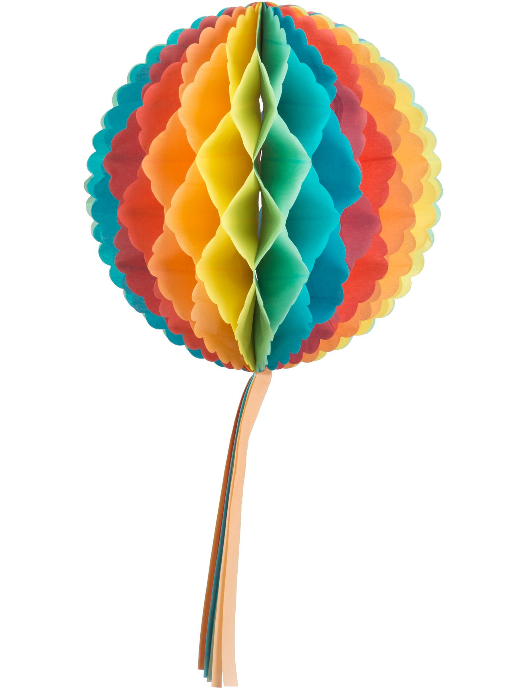 Sfera In Carta Alveolata Multicolor Con Nastrini Vegaooparty