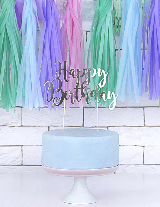 appy Birthday argento Schnooridoo Decorazione per torta per matrimonio compleanno 