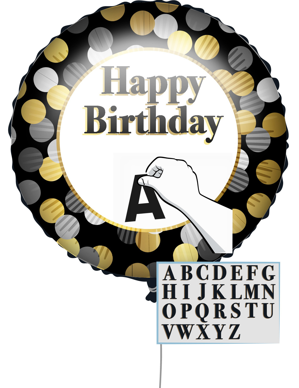 Palloncini Per Festa Happy Birthday 30cm - 6 Pezzi In Lattice Nero E Bianco - 4