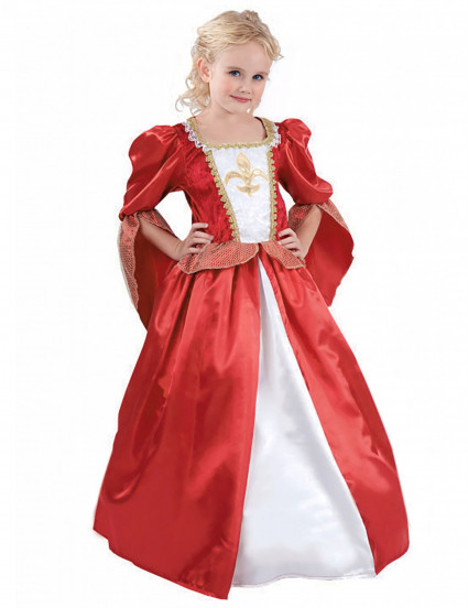 Costume da principessa medievale rosso e bianco bambina Costume da principessa medievale rosso e bianco bambina