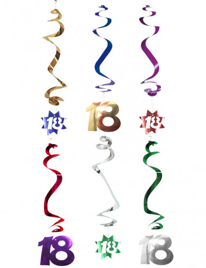 Lotto di 6 decorazioni a spirale per i 18 anni Lotto di 6 decorazioni a spirale per i 18 anni