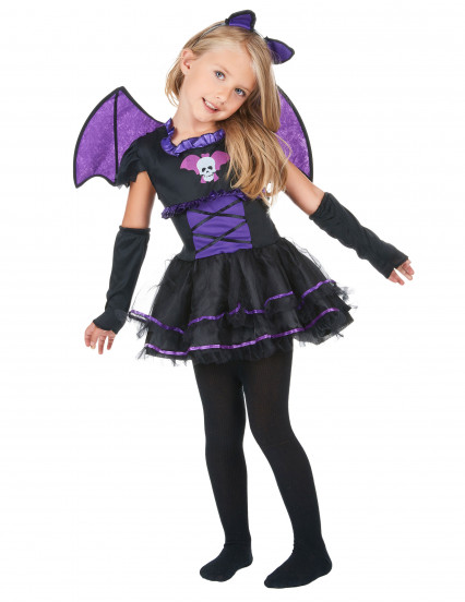 Costume da pipistrello viola per bambina Costume da pipistrello viola per bambina