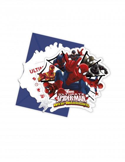 6 inviti in cartoncino Spiderman™ con buste 6 inviti in cartoncino Spiderman™ con buste