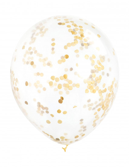 Set 6 palloncini trasparenti con coriandoli ocra dorato Set 6 palloncini trasparenti con coriandoli ocra dorato