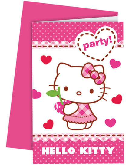6 Inviti party con buste Hello Kitty™ 6 Inviti party con buste Hello Kitty™