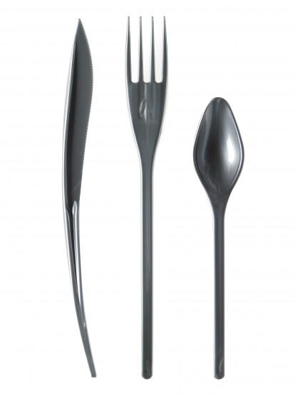 30 posate in plastica grigio argento 30 posate in plastica grigio argento