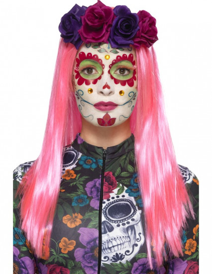 Kit trucco con ciglia finte e bijoux Dia de los Muertos donna Kit trucco con ciglia finte e bijoux Dia de los Muertos donna