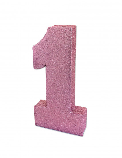 Decorazione da tavola 1 anno rosa con brillantini 20 x 10 x 3 cm Decorazione da tavola 1 anno rosa con brillantini 20 x 10 x 3 cm