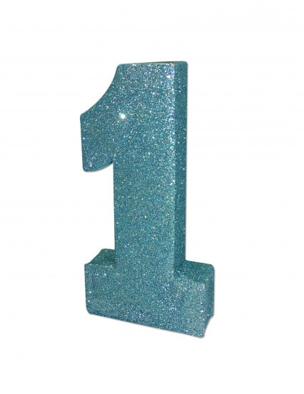 Decorazione da tavola 1 anno blu con brillantini 20 x 10 x 3 cm Decorazione da tavola 1 anno blu con brillantini 20 x 10 x 3 cm