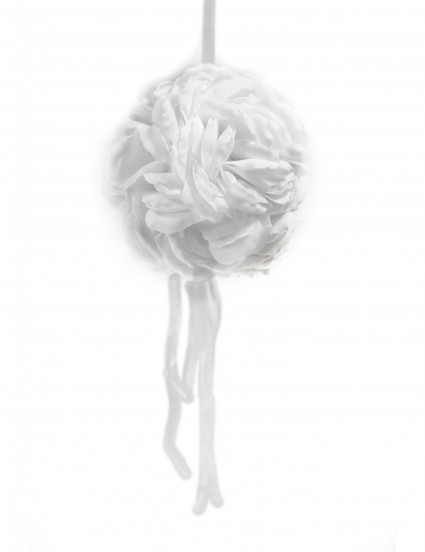 Sospensione sfera di petali di rosa con nastro bianco 16 cm Sospensione sfera di petali di rosa con nastro bianco 16 cm