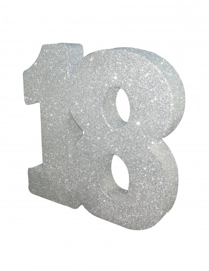 Decorazione Numero 18 Per Compleanno - Centrotavola In Polistirolo Con Glitter, Colore Fuxia - Foto 9