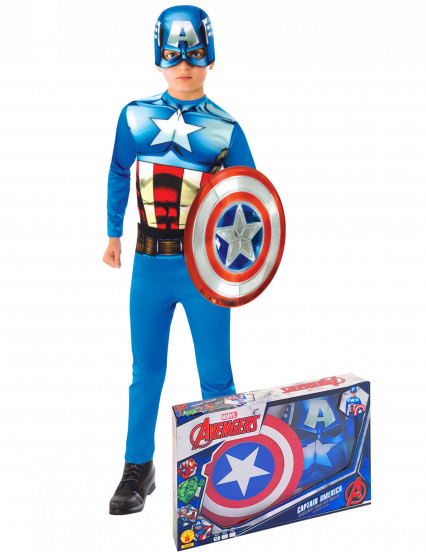 Cofanetto classico da Capitan America™ con scudo per bambino Cofanetto classico da Capitan America™ con scudo per bambino