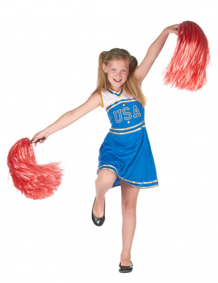 Costume da ragazza pompom blu per bambina Costume da ragazza pompom blu per bambina