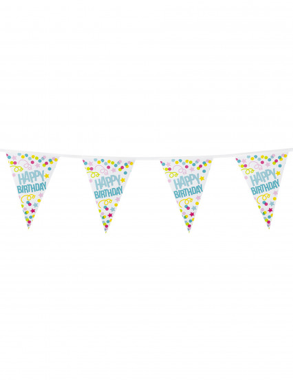 Ghirlanda 15 bandierine Happy Birthday coriandoli pastello 6m Ghirlanda 15 bandierine Happy Birthday coriandoli pastello 6m
