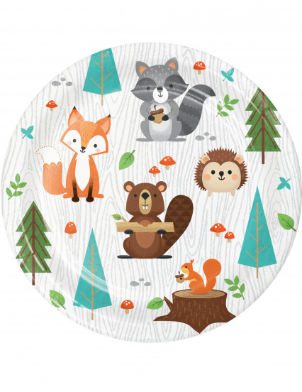 8 piatti piccoli in cartone animali della foresta 18 cm 8 piatti piccoli in cartone animali della foresta 18 cm