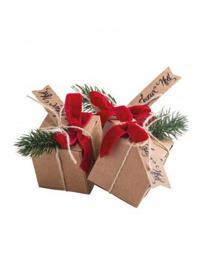 4 Contenitori Kraft con rami, nastri ed etichette 5 x 5 cm 4 Contenitori Kraft con rami, nastri ed etichette 5 x 5 cm