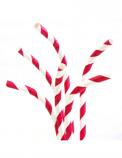24 Cannucce in cartone flessibile rosse 19,7 cm 24 Cannucce in cartone flessibile rosse 19,7 cm