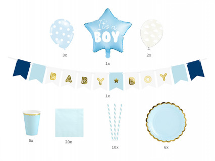 Kit decorazione azzurro Baby shower bambino 49 pezzi Kit decorazione azzurro Baby shower bambino 49 pezzi