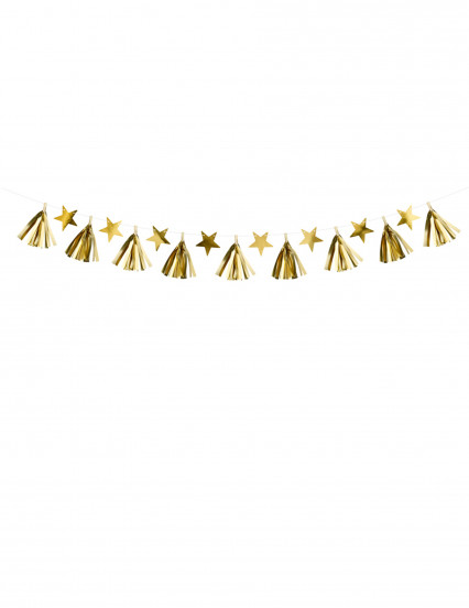 Ghirlanda in carta nappe e stelle dorate 15 cm x 1,3 m Ghirlanda in carta nappe e stelle dorate 15 cm x 1,3 m