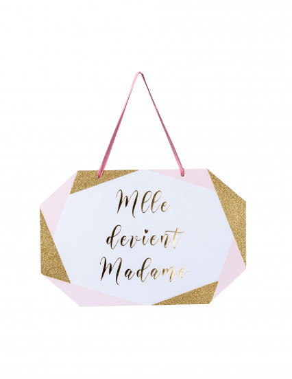 Cartello in cartone Miss diventa Mrs oro bianco rosa 25 x 16,5 cm Cartello in cartone Miss diventa Mrs oro bianco rosa 25 x 16,5 cm