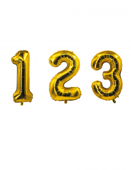 Palloncino in alluminio a forma di numero dorato 85 cm Palloncino in alluminio a forma di numero dorato 85 cm