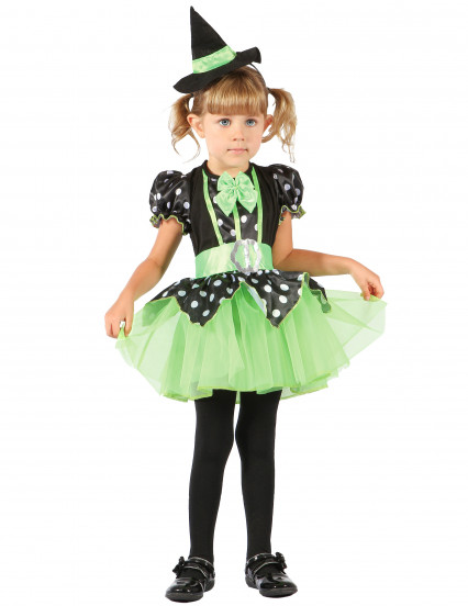 Costume da streghetta verde per bambina Costume da streghetta verde per bambina