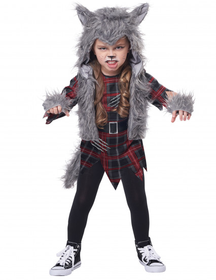 Costume grigio lupo mannaro bambina Costume grigio lupo mannaro bambina