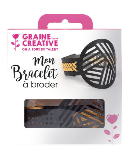 Kit bracciale nero da ricamare motivi geometrici Kit bracciale nero da ricamare motivi geometrici