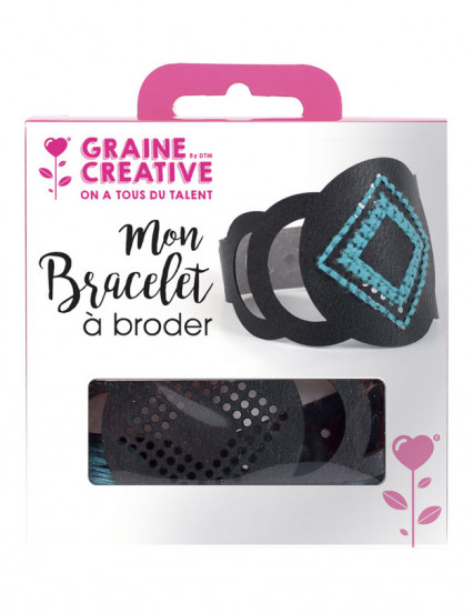 Kit bracciale nero da ricamare forme geometriche Kit bracciale nero da ricamare forme geometriche