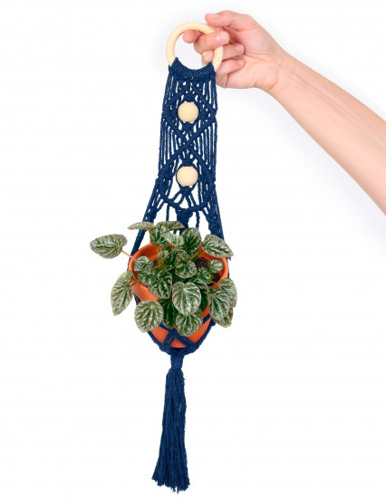 Kit sospensione per piante in macramé blu Kit sospensione per piante in macramé blu