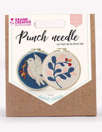 Kit cucito Punch Needle foglia e uccello Kit cucito Punch Needle foglia e uccello