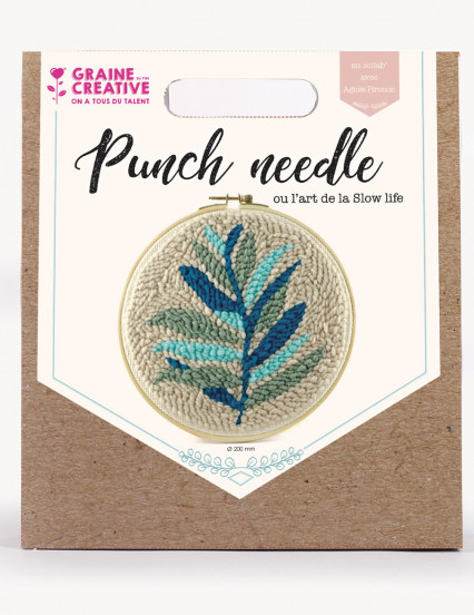 Kit cucito Punch Needle foglie verdi Kit cucito Punch Needle foglie verdi