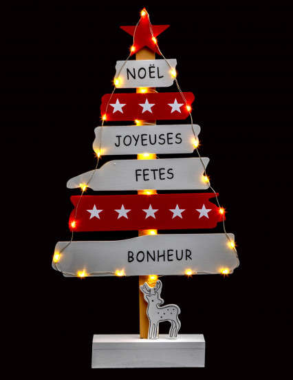 Decorazione per albero di Natale luminosa rossa e bianca di 50 cm Decorazione per albero di Natale luminosa rossa e bianca di 50 cm