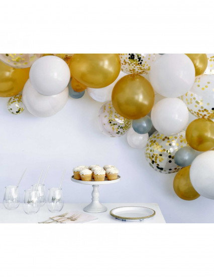 Kit arco da 40 palloncini bianchi e oro Kit arco da 40 palloncini bianchi e oro