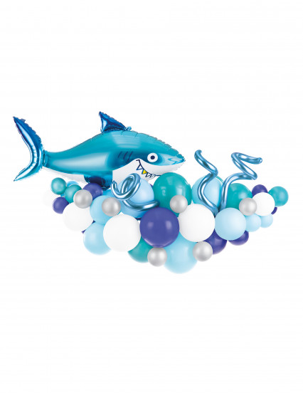 Kit arco di palloncini blu 78 pezzi con squalo Kit arco di palloncini blu 78 pezzi con squalo